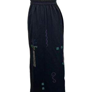 Play Alegre Art to Wear Lagenlook Black Heavy Jersey Long Skirt.